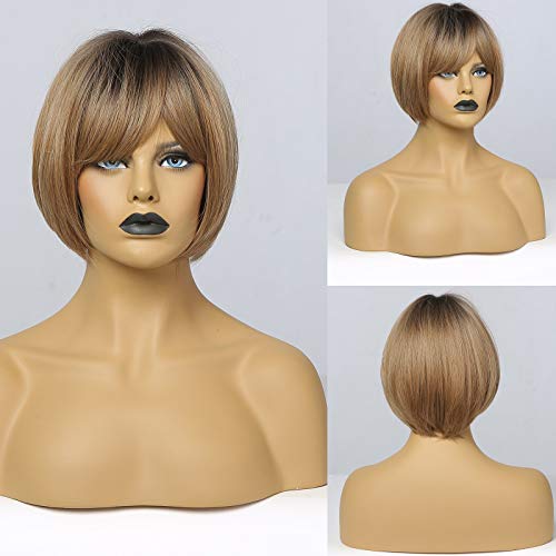Jevon Bob Wigs for Women Brown Wig Short Hair Synthetic Party Cosplay Wigs for Girls Amber Brown