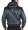 TruClothing Men's Bomber Jacket Outwear Windproof Winter Real Leather Jackets Coat Quilted Hood - Black 3XL #4
