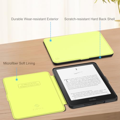 Image of Fintie Slim Case for 7 inch Kindle Paperwhite 12th Gen 2024 & Kindle Colorsoft | Lightweight PU Leather Hard Back Shell Cover, Magnetic Closure, Auto Wake /Sleep, for Kindle Paperwhite 2024, Citrus