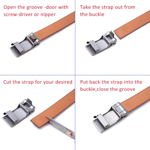 Fabio Valenti Mens Belt,Ratchet Belt Dress with 1 3/8" Genuine Leather with Easier Adjustable Buckle, Trim to Fit4