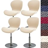 HFCNMY Stool Covers,Stretch Bar Stool Covers with Backs-Jacquard Barstool Seat Cover,Washable Barstool Cover Slipcovers with Elastic Bands (4PCS,Beige)