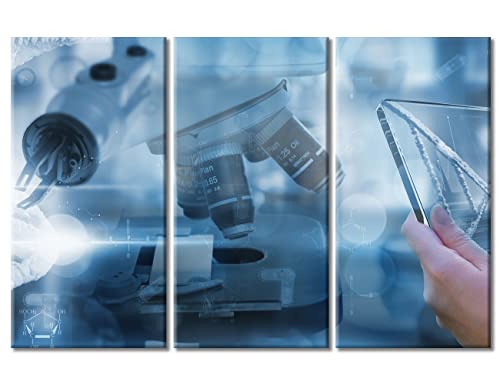 Image of TUMOVO Canvas Wall Art Future Smart Medical Technology Concept Poster Wall Art Canvas Print 3 Pieces Medical Artwork Paintings Wall Decor for Bedroom Framed Ready to Hang, 60 inch Wx40 H