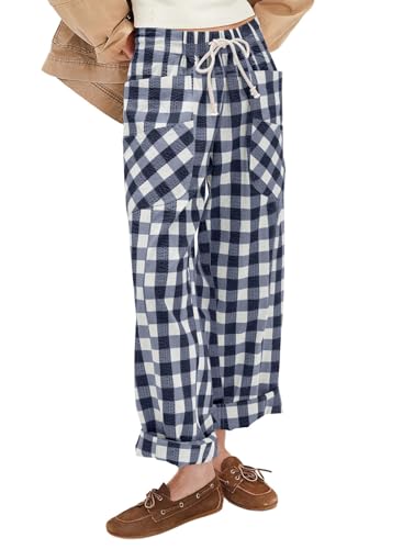 Image of Acelitt Women Checkered Pants with Pockets, S-XXL