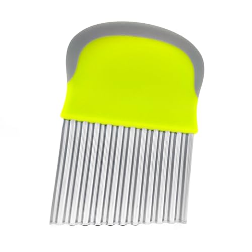 AIOUNIYA Wellenschneider Wellenmesser Riffelmesser aus Edelstahl Wellenschnittmesser für Gemüse,Pommes, Butter, und Obst (Grün)