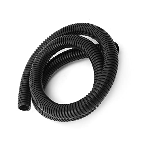 Aicosineg 3.28ft 5/9 Inch Non-Split Wire Loom Tubing Corrugated Tube Polyethylene Hose Cover for Home Outdoor Automotive Marine Wire Harness Wrap Cover Sleeve Conduit-Black (1 PCS)