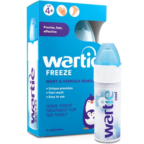 Wartie Freeze Wart and Verruca Remover Safe For Adults and Children Aged 4+ Fast Acting Wart and Verruca Treatment For Hands and Feet Contains 15 Applications White 50 ml (Pack of 1)