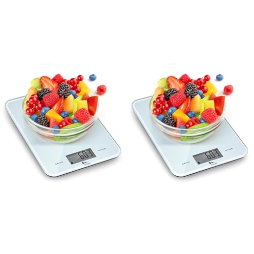 himaly Bilancia da Cucina, 10Kg / 1g Bilancia Elettronica Digitale Alta Precisione Misurazione Display LED Multifunzione da Cucina e Acciaio Inossidabile Usato Come Sveglia (Confezione da 2)