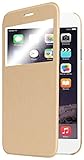 iPhone 6 Plus Case, Pasonomi® [Smart Window View] Apple iPhone 6 Plus Folio Wallet Case - Slim Flip Leather Case For Apple iPhone 6+ iPhone Plus 5.5 Inch Smartphone (Golden)