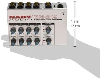 Nady MM-242 4 Stereo / 8 Mono Channel Mini Mixer with mono/stereo mode, ¼” Inputs and outputs – battery powered, or use optional AC adapter