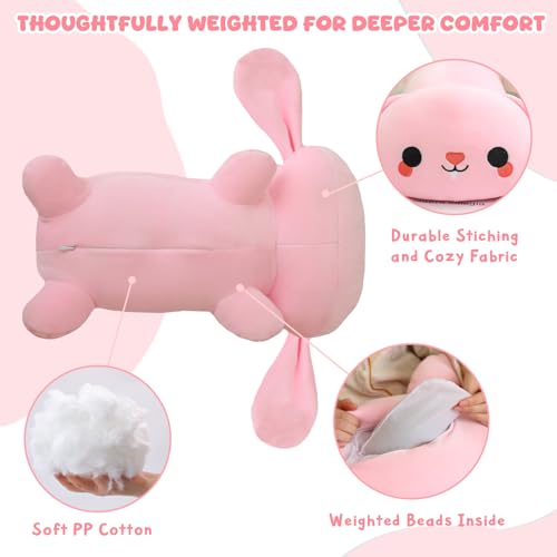 Image of TOYSYM Weighted Stuffed Animals, 1.6 lbs Bunny Stuffed Animal with Weighted Beads, Cute Plush Toy Pillow Gifts for Adults Kids Boys Girls