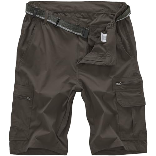 Jessie Kidden Mens Outdoor Casual Expandable Waist Lightweight Water Resistant Quick Dry Fishing Hiking Shorts (6222 Dark Brown 36)