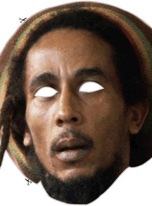 FoxyPrinting Bob Marley Beanie Celebrity Cardboard Party Face Mask Fancy Dress