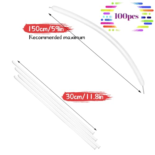 Image of LXZFCRG 260 Balloons White Long Ballons for Balloon Animals, 100pcs Twisting Ballons for Balloon Garland Animals Modeling Birthday Wedding Party Decorations (White)