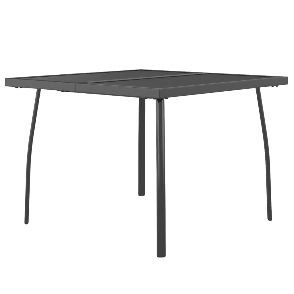 Tavolo da giardino antracite 100 x 100 x 72 cm, design a griglia in acciaio, quadrato, robusto tavolo da pranzo per esterni per terrazza e giardino, resistente alle intemperie