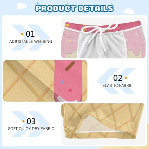 Boys Swim Trunks Quick Dry Bathing Suit Pink Ice Cream Cone Melted Toddler Swim Shorts Boardshorts Swimwear 3-103