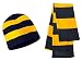 Knit Collegiate Rugby Stripe Winter Scarf & Beanie Hat Set - Assorted Colors, Navy/Gold, One Size