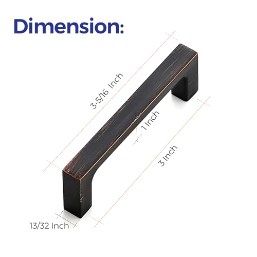Image of Ravinte Oil Rubbed Bronze Cabinet Handles Kitchen Pulls 3 Inch 20 Pack | Square Design, Solid Zinc, Modern Slim Style, Screws Included, Easy Installation, for Kitchen Drawers & Cupboards