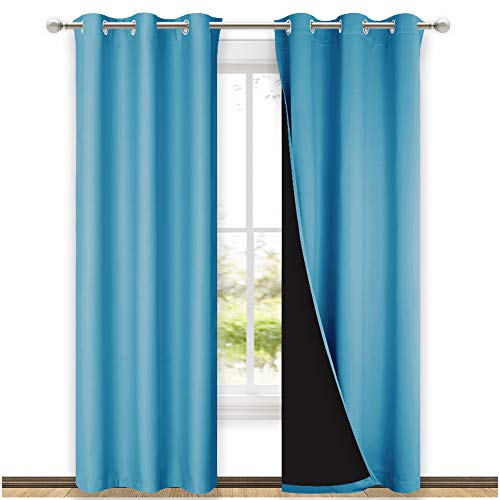 NICETOWN 100% Blackout Curtains 84 inches Long, Pair of Energy Smart & Noise Blocking Out Drapes for Baby Room, Thermal Insulated Guest Room Lined Win