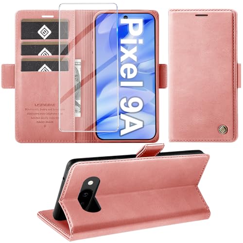 Housse Google Pixel 9A en cuir avec support vidéo et porte-carte