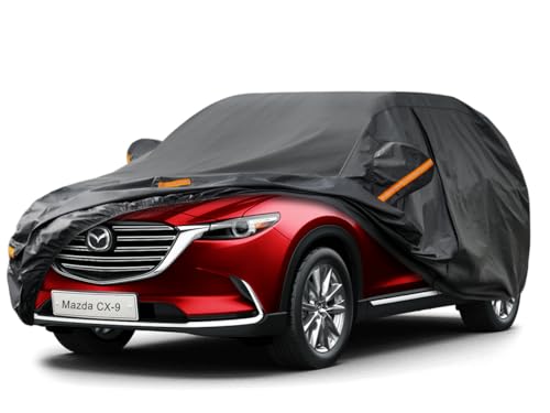 Image of Kayme 7 Layers SUV Car Cover Custom Fit for Mazda CX-9 CX9 CX-90 CX90 CX 90 (2007-2025) Waterproof All Weather for Automobiles, Outdoor Full Cover Rain Sun UV Protection.Black