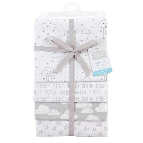 Image of Hudson Baby Unisex Baby Cotton Flannel Receiving Blankets, Gray Clouds, One Size