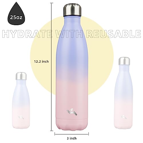 Image of Konokyo Insulated Water Bottles,25 oz Double Wall Stainless Steel Vacumm Metal Flask for Sports Travel,Pastel Sunset