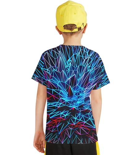 Image of Linnhoy Kids 3D Print Fashion Graphic T-Shirts for Boys Girls 6-16 Years | Unisex Colorful Short Sleeve, Crewneck, Breathable Fabric, Suitable for Daily Sport Festival Wear