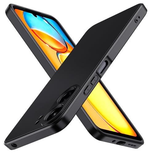 ivoler Negro Mate Funda para Xiaomi Redmi 13C / Poco C65 con Protección de Cámara, Carcasa Protectora Antigolpes, Ultrafina Suave TPU Silicona Caso Delgada Anti-Choques Case