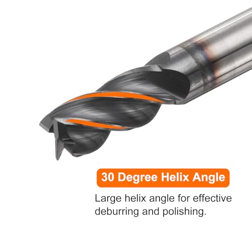 Image of HARFINGTON Carbide Square Nose End Mill Bit 1 /4 inch Cut Dia 4 Flutes TiAlN Coated Milling Cutter for Hardened Steel Metal (1 /4 inch Shank 1 /2 inch Cut Length 2 inch Long 30 Degree Helix)