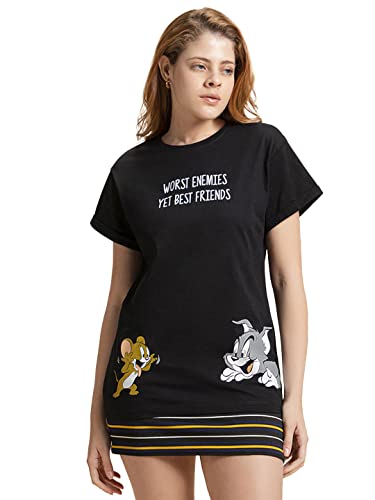 Image of Bewakoof Official Tom & Jerry Merchandise Women's Graphic Print Boyfriend Fit T-Shirt