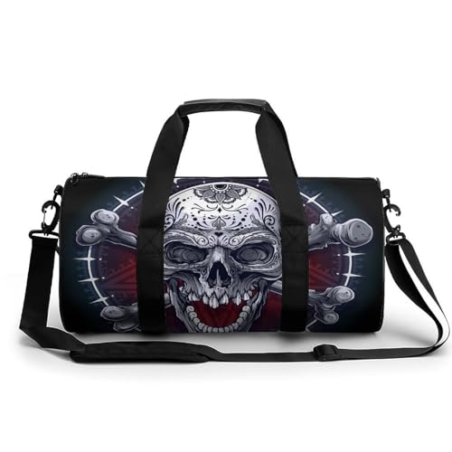 Sac de voyage crâne blanc 45x23cm compact et résistant pour la rando