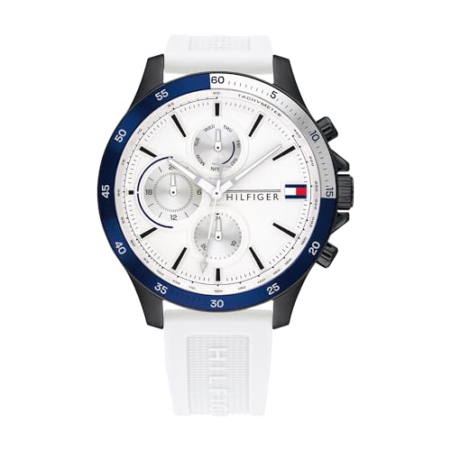 Tommy Hilfiger Orologio analogico multifunzione al quarzo da uomo con cinturino in silicone Bianco – 1791723
