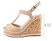 JOY IN LOVE Wedges Platform Sandals for Women Peep Toe 4.72 inch Ankle Buckle Shoes Natural Suede US11