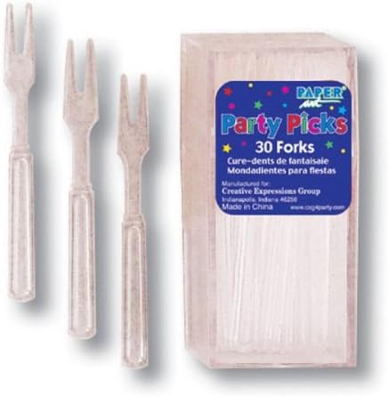Club Pack of 360 Festive Clear Plastic Party Pick Two-Prong Cocktail Forks