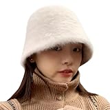 [SIVAN] 帽子 レディース バケットハット 【断熱軽量素材・もこもこ防寒対策・ウサギのようなふわふわ感】 防寒 暖かい ふわふわ 無地 小顔効果 折りたたみ ハット 可愛い おしゃれ 防寒 自転車 秋冬用 プレゼント (#02.ベージュ)