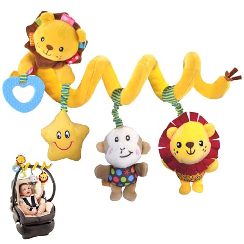 Actividad del asiento del automóvil Juguete, asiento para el asiento del automóvil - Actividad Play Doll Plush Lion Carseat Toy,Accesorios de cuna de estiramiento sensorial de suave para moisés y viaj