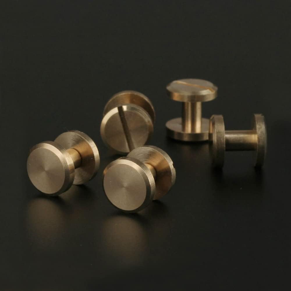 Rivets,Chicago Screws, 10sets 10mm Flat Cap Solid Brass Binding Screws Nail Stud Rivets for Album Leather Craft Studs(9mm)