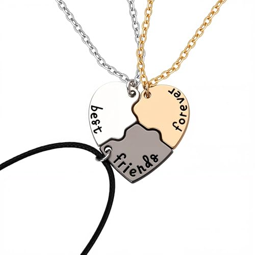 Best Friend Forever Necklaces for 3 Best Friend Friendship Gift for Women Besties Friendship...