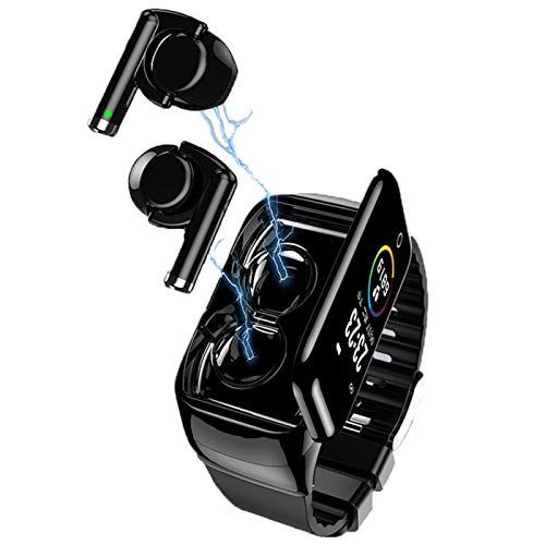 Preisvergleich Produktbild LTLJX Smartwatch mit Bluetooth-Kopfhörer, Wasserdicht Herzfrequenz-Fitness-Tracker, Blutdruckmessgerät für Männer, Frauen, Mädchen, kompatibel mit den Meisten Smartphones