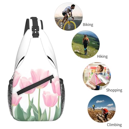 Image of SUPLUCHOM Sling Bag Tulip Flower Hiking Daypack Crossbody Shoulder Backpack Travel Chest Pack for Men Women