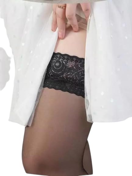 ogimi - ohh give me Thigh High Stockings For Women With Silicon Lace Free Size Transparent Thigh High Stockings For Women & Girl's Free size (Black)-picture-13