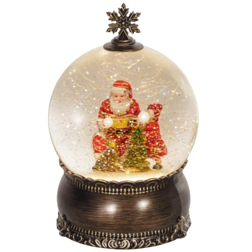 HOMCOM Bola de Nieve Navidad con Música y Luces, Bola de Nieve Bronce