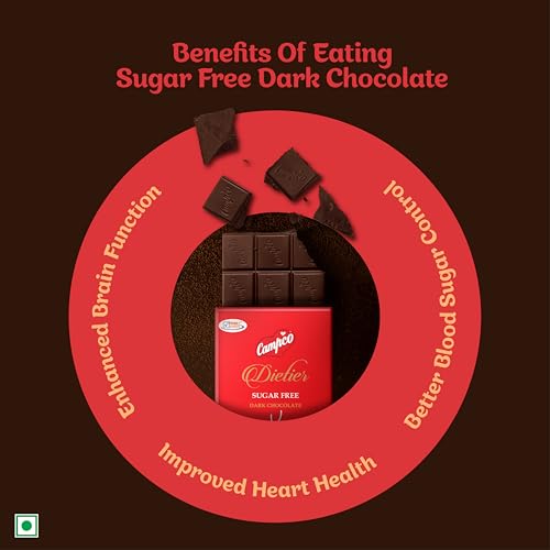 Image of Campco Dietier Sugar-Free Dark Chocolate Bar, 50g (Pack of 6)
