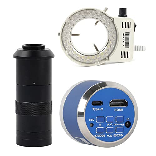 Microscope 12MP 4K 1080P Industrial Electronic Digital C Mount Microscope(100x Lens with Light)