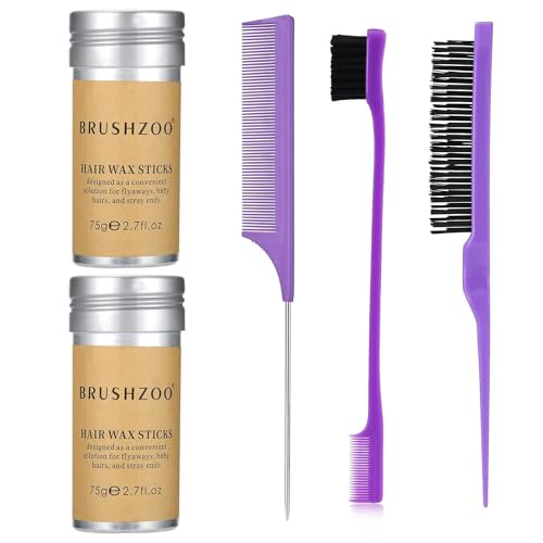 O BRUSHZOO Hair Wax Stick with Styling Hair Comb Set, Wax stick for hair Flyaways Edge Frizz Control, Wax stick for hair Styling Finishing Smoothing, hair wax stick for Women Girl