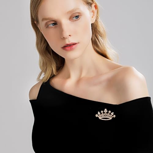 Image of GBAHFY Crystal Rhinestone Princess Queen Crown Brooch Pin for Women - Tiara for Wedding Party Banquet Birthday
