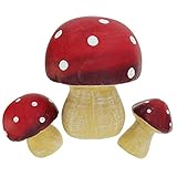 Die Gartenpilze sind naturtreu geformt und verfügen über leuchtendes Rot und schöne beige Schattierungen.