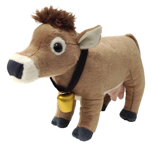 Wild Republic Alpenkuh mit Glocke Plüschtier, Cuddlekins Stofftier, Kuscheltier 30 cm, Braun