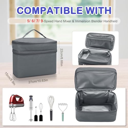 Housse mixeur à main sac transport polyester imperméable double compartiment - 3
