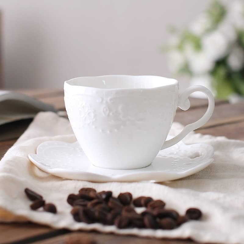 Miniatura 6 de Taza tazas de cerámica taza de café conjunto blanco pequeño real lujo vintage taza de té platillo boda flor tazas de café taza de café